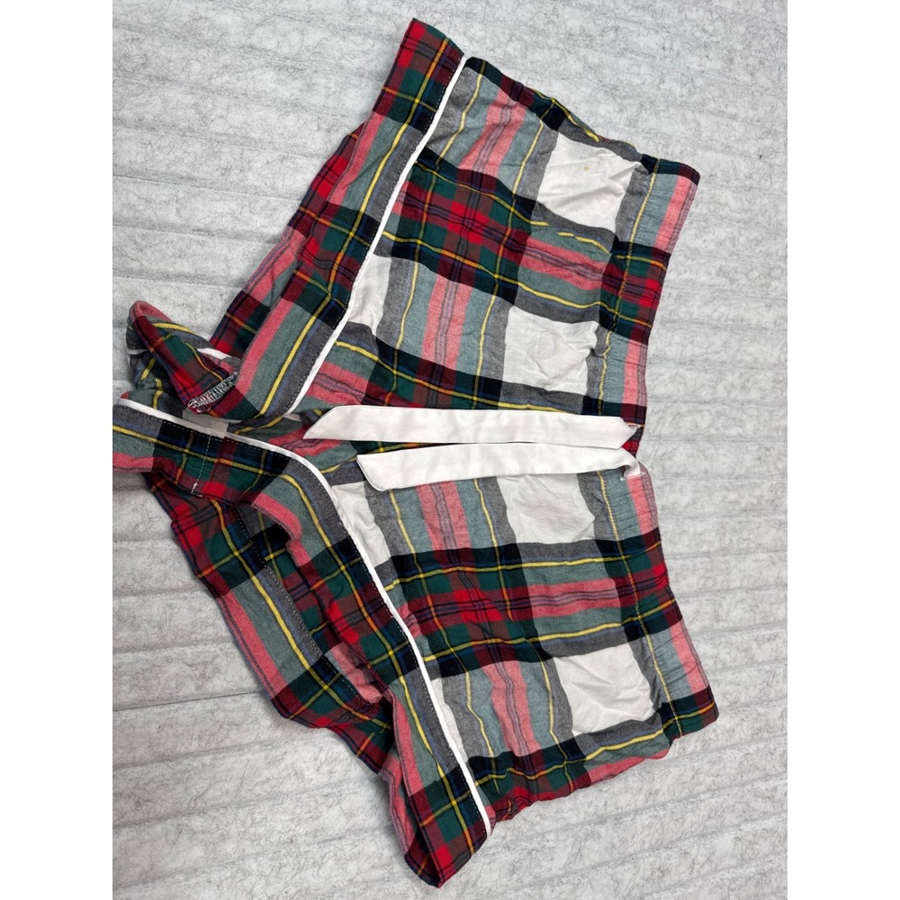 Victoria's Secret Plaid Pajama Shorts Red Green White Tartan Sleepwear Large